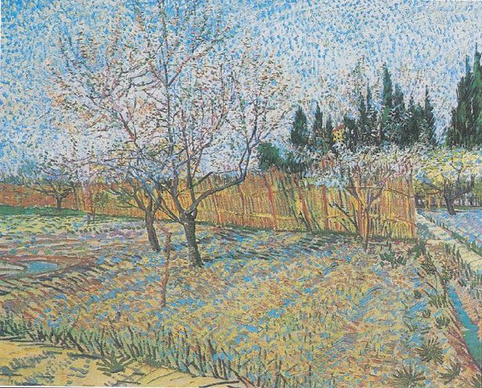 Vincent Van Gogh Flowering orchard with peach-trees